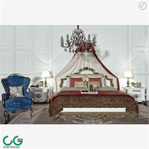European style fabric curtain double bed 3d model